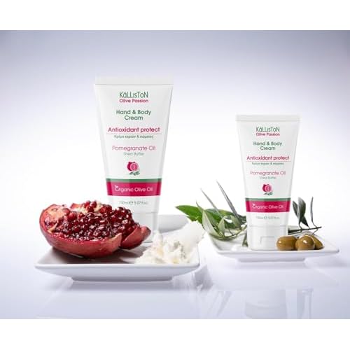 Kalliston, Pomegranate Infused Extract Lotion, Organic Extra Virgin Olive Oil, Hand & Body Cream, Cruelty Free, Made in Historic Crete, Greece, 5 oz. Each Tube, Pack of 2