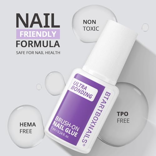 BTArtboxnails XCOATTIPS Brush on Nail Glue - Adhesive Ultra Bonding for Press Ons & Nail Tips, TPO & Hema Free, Super Strong & Easy Application, Quick Air Dry & Long-Lasting Fast Glue, 7ml