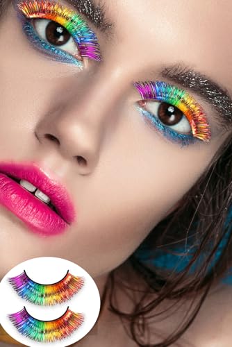 6 Pairs 3D Rainbow False Eyelashes - Natural Look, 3 Styles