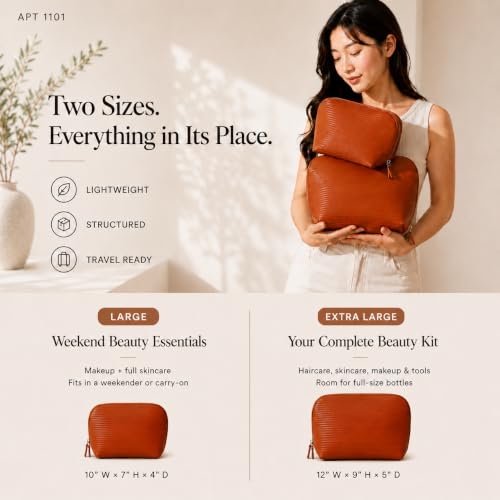 APT 1101 Standing Makeup Bag for Travel - Foldable & Organized