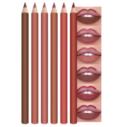 6-Color Matte Lipstick Pencil Set - Hydrating Long-Lasting