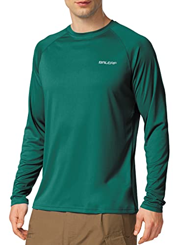 BALEAF Men's Sun Protection Shirts UV SPF T-Shirts UPF 50+ Long Sleeve Rash Guard Lightweight Hiking Summer Emerald Size S