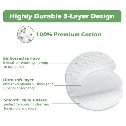 TL Care Cotton Rounds 300 Count - Ultra Soft 3-Layer Makeup Pads