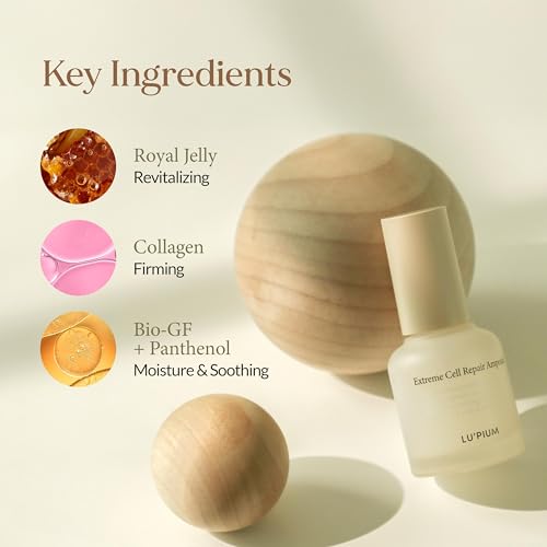 LU'PIUM Extreme Cell Repair Ampoule ? Vegan Barrier Repair & Hydrating Serum for Damaged or Dehydrated Skin, 5 Plant Mucin Complex, Inspired by Korean Skincare
