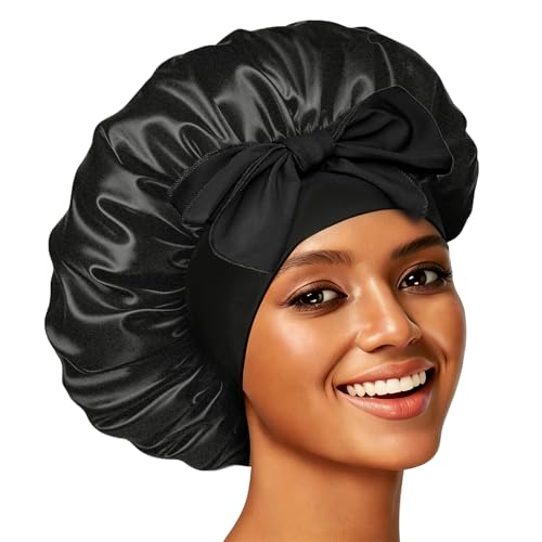 Silk Satin Bonnet for Sleeping with Adjustable Tie Band