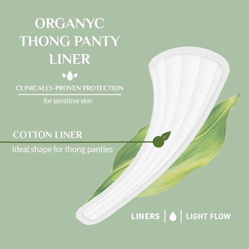 Organyc Organic Cotton Thong Panty Liners, 24 Count