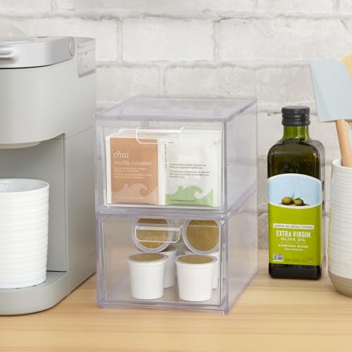 STORi Audrey Stackable Clear Plastic Organizer Drawers 2-Piece