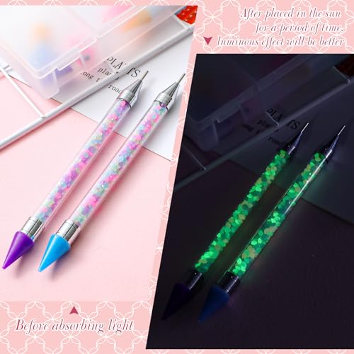 Tatuo 4 Pack Rhinestone Picker Tools with Glow Tips for Nail Art & Crafting