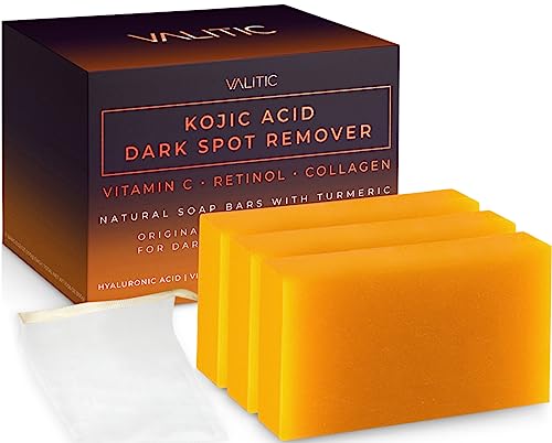 Valitic Unisex Dark Spot Corrector Bar, 100g - Exfoliating, SLS and Paraben-Free Turmeric Soap for Skin Tone Correction, Vitamin C, Retinol and Collagen Blend