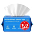 Disposable face towel,MIXUISEE thick and soft face towels,100% cotton face towels,super thick 130%. Suitable for makeup removal and cleansing, and applicable to sensitive skin. (100 pieces)