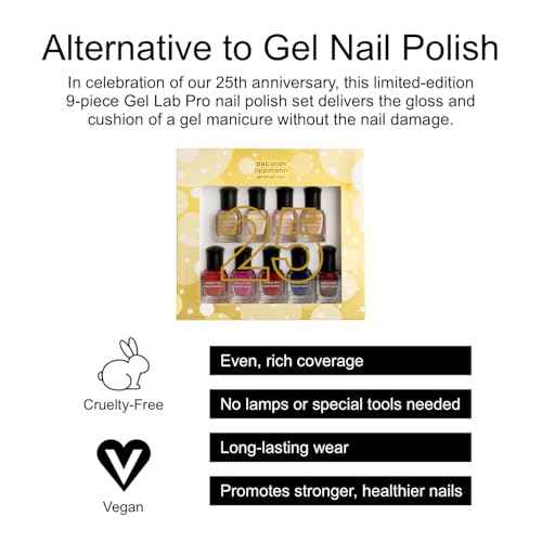 Deborah Lippmann Nail Polish, Gel Lab Pro Set | Treatment Enriched for Nail Health, Wear and Shine | No Lamps or Tools & 21-Free | 25th-Anniversary, 9 Bottles