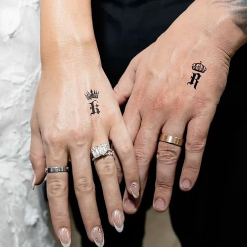 Semi Permanent Tattoo Old English Letters & Crowns 2 Sheets