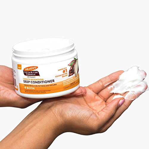 Palmer's Cocoa Butter & Biotin Length Retention Deep Conditioner, Strengthen, Nourish and Restore Elasticity and Shine, Suitable for All Curly Hair Patterns 12 Ounce