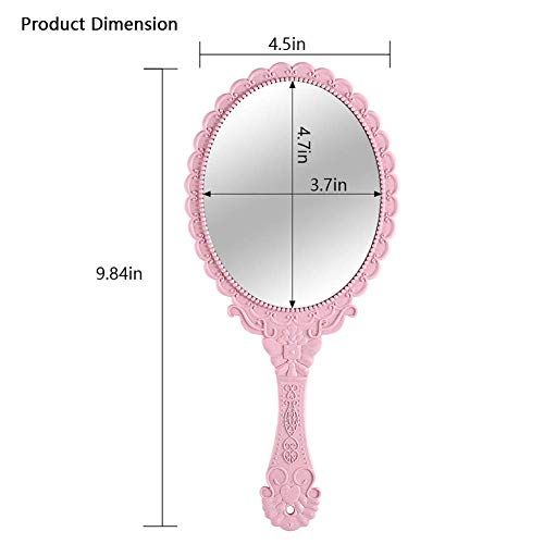 Handheld Mirror with Handle, 10in Vintage Compact Makeup Mirror