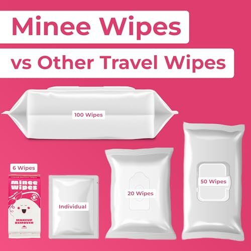 Impossibly Compact Travel Makeup Remover Wipes - 99% Water and Aloe - Ultra Soft, Safe for Sensitive Skin, Thick & Durable - Travel Essentials for Adults & Teens - Scented (24 Pack 144 Wipes)