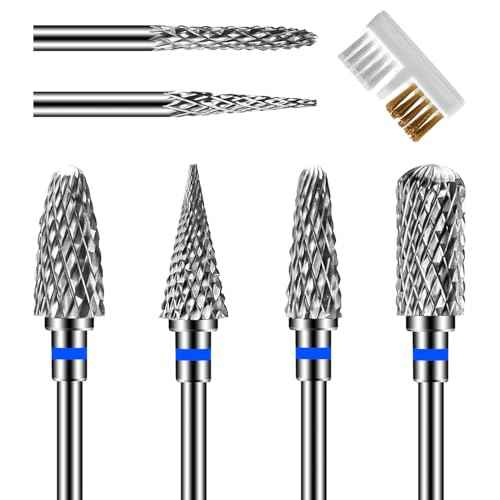 Diesisa 6 Pack Nail Drill Bits for Acrylic Nails, 3/32" Shank Drill Bits for Nails Professional Electric Cuticle Drill Bit, Cuticle Cleaner Nail Gel Polish Remover Tool for Home Salon Nail Bits-Blue