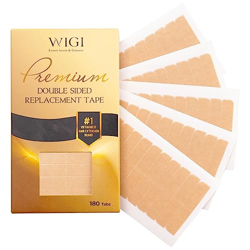 180 Pieces Premium Double Sided Tape for hair extensions wigs by WIGI, hair extension tape tabs replacement tape for hair extensions, 4 x 0.8 cm