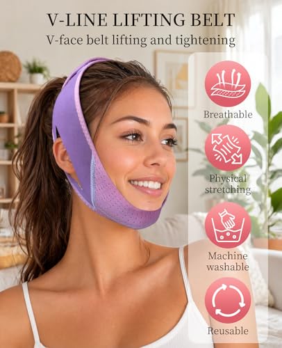 V-Line Chin Strap for Women - 2 Pack Double Chin Lifting Mask
