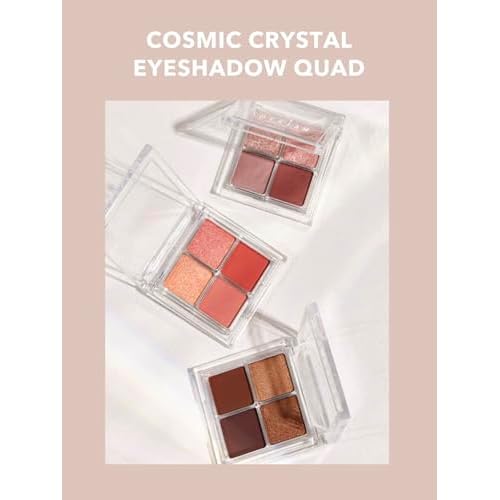 SHEGLAM Cosmic Crystal Eyeshadow Quad 4-Color Matte Glitter Eyeshadow Palette Rose Gold Warm Peach Brown Long Lasting Ultra Pigmented Smooth Blendable Eyeshadow-Quad-Spellbound