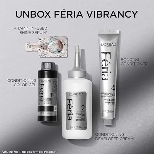 L'Oreal Paris Feria Permanent Hair Dye Kit - Jet Black, Multi-Faceted Color