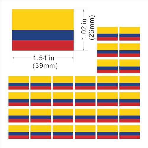30 Sheets Columbia Flag Temporary Tattoos Fans Face Tattoo Stickers for Adults Kids Group Activity Props
