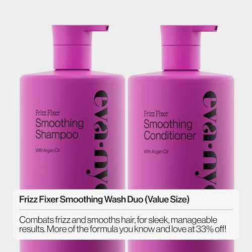 Eva NYC Anti-Frizz Shampoo and Conditioner Set with Argan Oil + Sunflower Seed Oil - Leaves Hair Soft, Shiny and Nourished - Sulfate-Free - Warm Vanilla Scent - Value Size - 31 fl oz (Pack of 2)