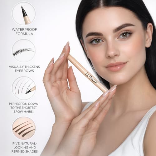 LUNOX 4-Tip Microblading Eyebrow Pen - Long-Lasting