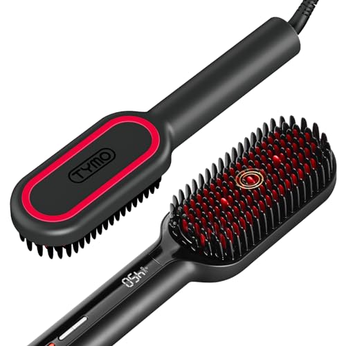TYMO Ionic Hair Straightener Brush - 16 Temp Settings, Dual Voltage