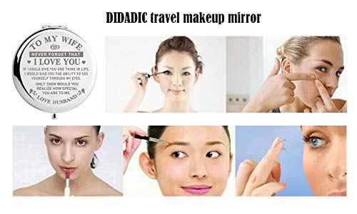DIDADIC Travel Makeup Mirror for Wife, Wife Birthday Gift Ideas, Wife Gifts for Wedding Anniversary Valentines Day Mothers Day, Romantic Gift for Her