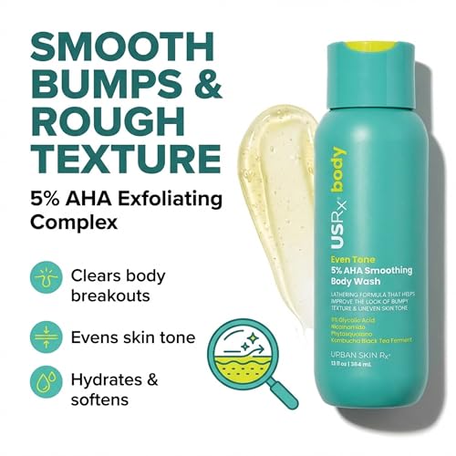 Urban Skin Rx¢ç Even Tone 5% AHA Smoothing Body Wash, Lathering Gel Formula, Deeply Cleanses, Soothes & Improves Appearance of Bumpy Texture, Blemishes & Uneven Skin Complexion, Daily Use, 13 Fl Oz