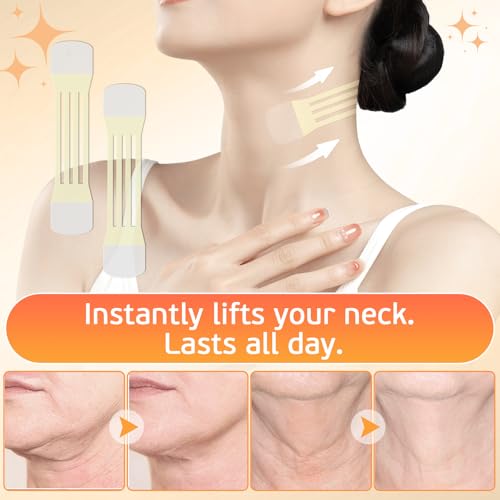 Neck Tape Lifting Invisible - 30PCS Instant Lift for Sagging Skin & Wrinkles, Hypoallergenic Neck Behind Lift Tape for All Skin,Improved Elastic Band Design (4 Elastic Bands + 30 Refill Patches)