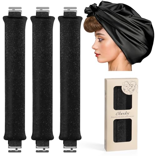 obeoby Heatless Curlers, Curls Overnight Set for Women, Black
