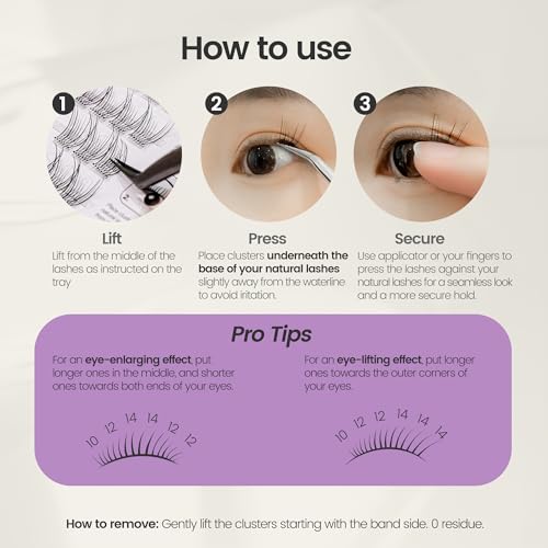 Press-On No Glue Needed Lash Clusters 72Pcs?Self Adhesive Eyelashes 10-16mm?Wispy Cateye Look?Reusable & No Residue?Beginner Friendly Extension Kit by GlamReal