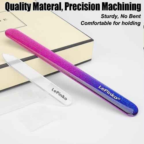 Diamond Nail File with Crystal Nail Shiner Set, Stainless Steel Nail File with Nano Glass Buffer, Metal Sapphire File with Nail Polisher, Professional Manicure Pedicure Kit for Salon Home and Travel