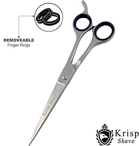 Professional Hair Cutting Scissors - Krisp Shave Japanese Stainless Steel Salon Barber Scissor (7 inch Inch) - Shears for Men's Beard Mustache Women Kids Pets Haircut All Purpose Shear, KSP-784