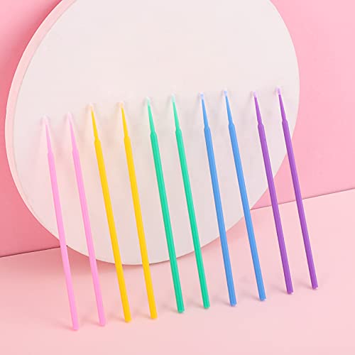 500 Pcs Micro Applicator Brush Set - 5 Colors Bendable Disposable Eyelash & Makeup Wands