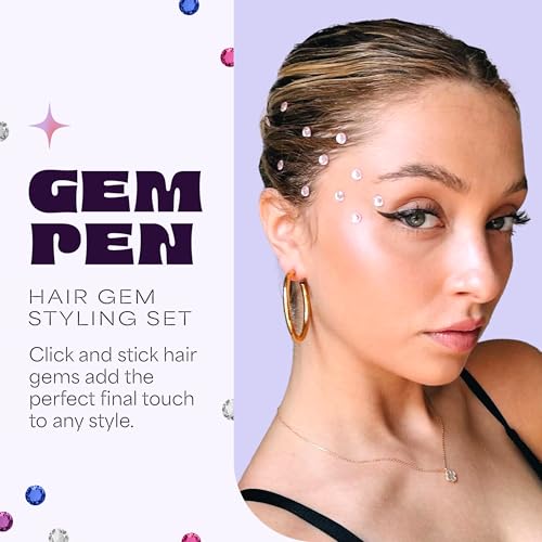 Hair Gem Pen for Girls ? 240 Stick-On Hair Gems & Stamper Tool ? Hair Jewels Kit for Kids, Festivals, School, Christmas, Parties, Weddings ? Easy to Apply & Remove ? Hair Accessories by Hally Hair