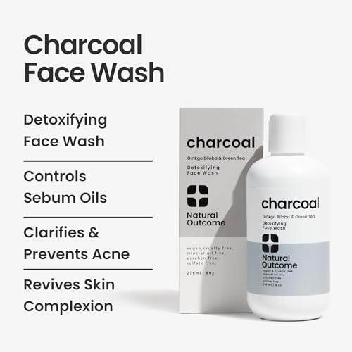 natural outcome Charcoal Face Wash | Daily Detoxifying Charcoal Cleanser for Acne | Deep Pore Cleanser Hydrates & Purifies Skin with Green Tea, Aloe Vera, & Ginkgo Biloba | For Men & Women | 8 oz
