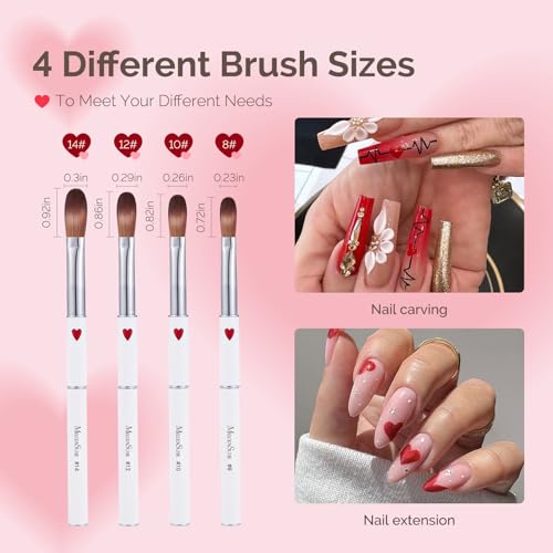 MelodySusie White 4-Piece Acrylic Nail Brush Set for Nail Art & Extensions