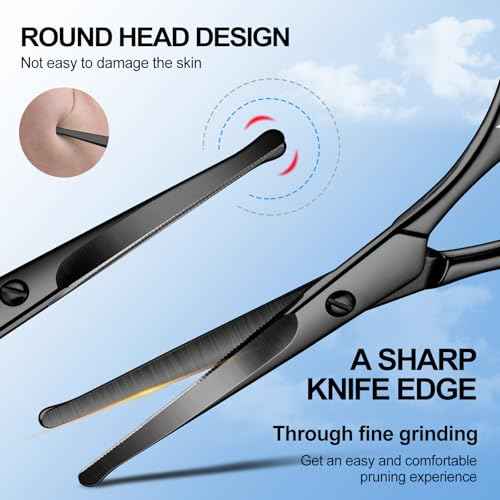 4.1inch round-headed stainless steel small scissors, suitable for trimming facial hair, nose hair, eyebrows, eyelashes, beards, personal care and salon beauty salons (black)