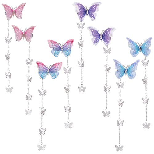Butterfly Hair Clips with Tassels - 8pc Set for Women