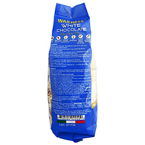 Waxness Film Hard Wax Beads White Chocolate 2.2 lb (1 kg) ? Stripless Professional Hard Wax with White Chocolate Scent for Face & Body, Smooth Application ? Made in Italy