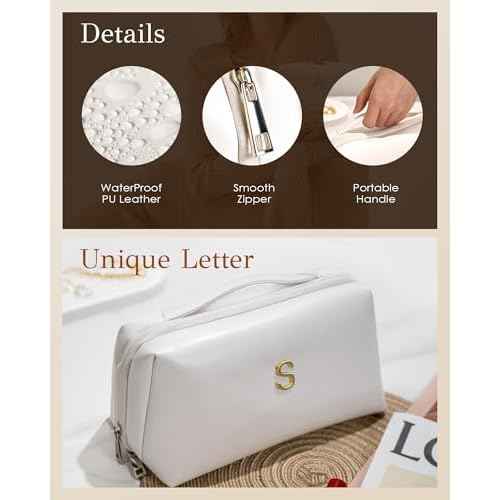 Bridesmaids Gifts, Makeup Bag with Initial for Women, Maid of Honor Gifts, Bachelorette Party Favors, Travel Make up Bag with Letter, Gifts for Maid of Honor from Bride, Bridesmaid Makeup Bag