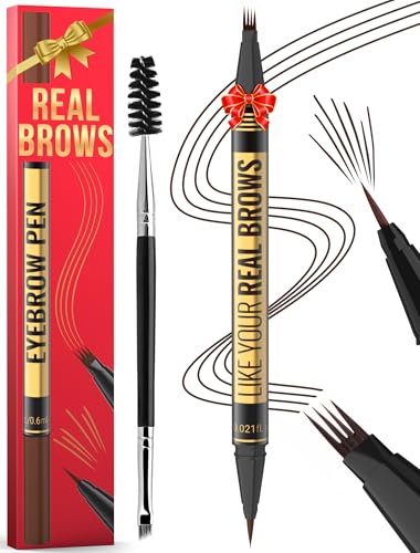 Vevivia Beauty Eyebrow Pen - Dual-Tip Microblading, Waterproof Dark Brown