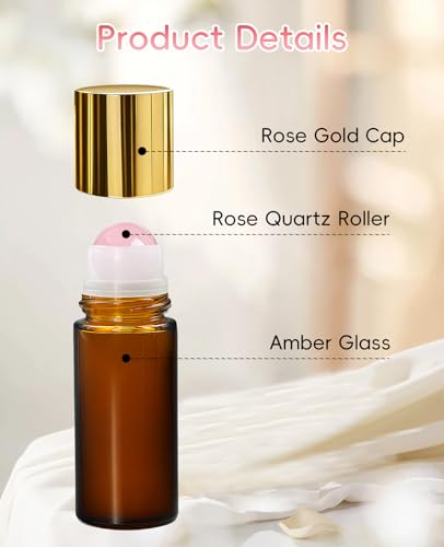 Rose Quartz Roller Bottle Set - 2x50ml Refillable Glass Oil Applicators