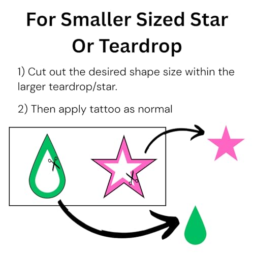 Hisoka Temporary Tattoo, 2-Pack Pink Star & Green Teardrop