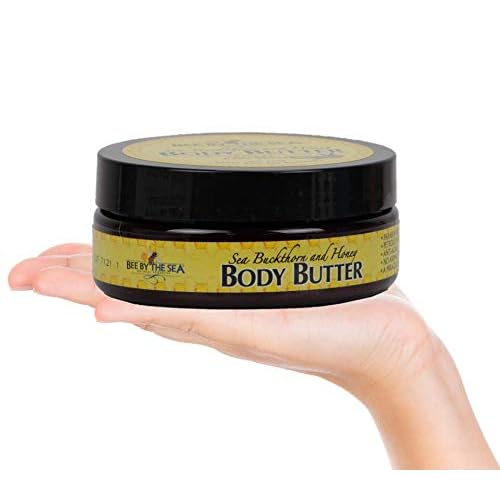 Bee by the Sea Honey and Sea Buckthorn Body Butter Cream for Dry Skin, 6 oz
