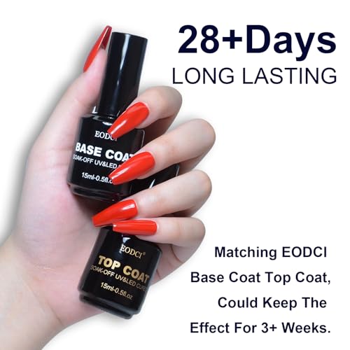 Eodci 2-Pack 15ml Gel Nail Top & Base Coat Set - Long Lasting Shine & No Wipe Finish
