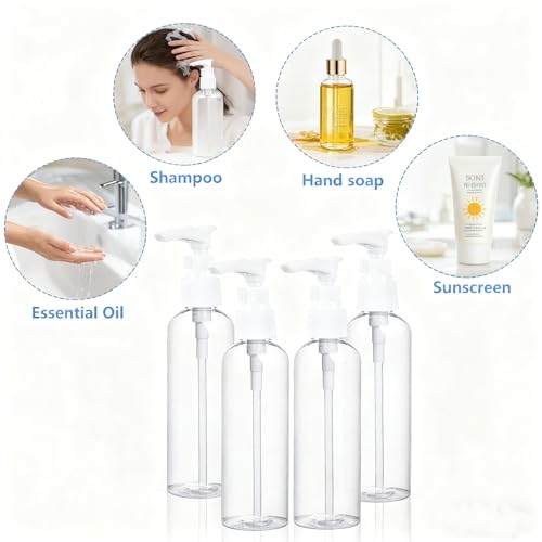 4 Pack 3.4 oz TSA Approved Travel Pump Bottles | Refillable