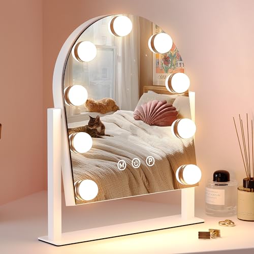 ZL ZELing Makeup Mirror with Lights, Vanity Mirror with Lights, Lighted Makeup Mirror, 3 Color Modes, Dimmable Light,360¡Æ Rotation
